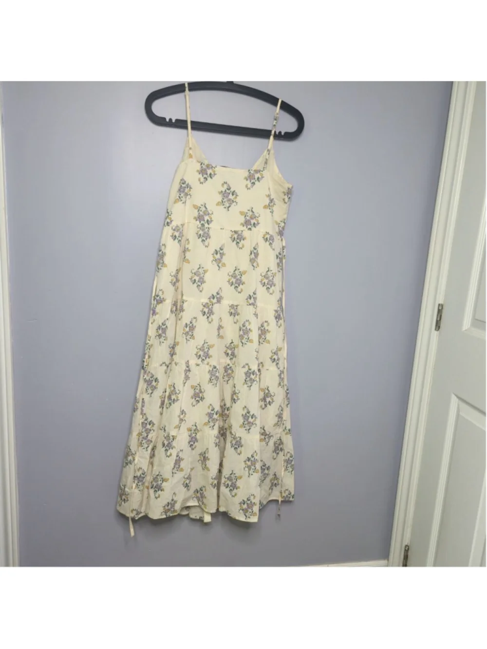 Patrons of Peace Cream Floral Tiered Button-Front Maxi Dress Sz S - Picture 15 of 16